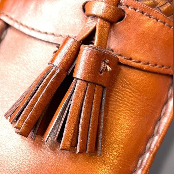 Men's 11 ALLEN EDMONDS Maxfield Handsewn Dark Chili Calfskin Tassel Loafers EUC - Picture 4 of 14